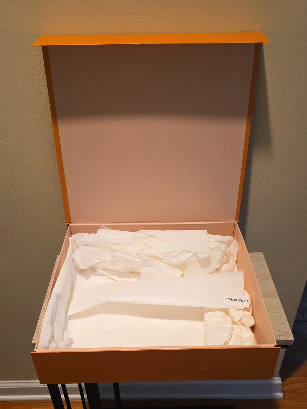 Louis Vuitton Orange Gift Box with Raised Logo (Empty)